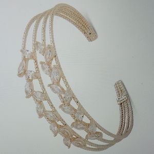 Rose Gold Crystal Multi-Row Cuff Bracelet
